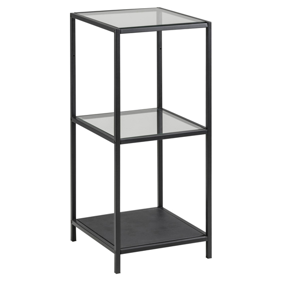 Read more about Sparks clear glass 2 shleves display stand in black frame