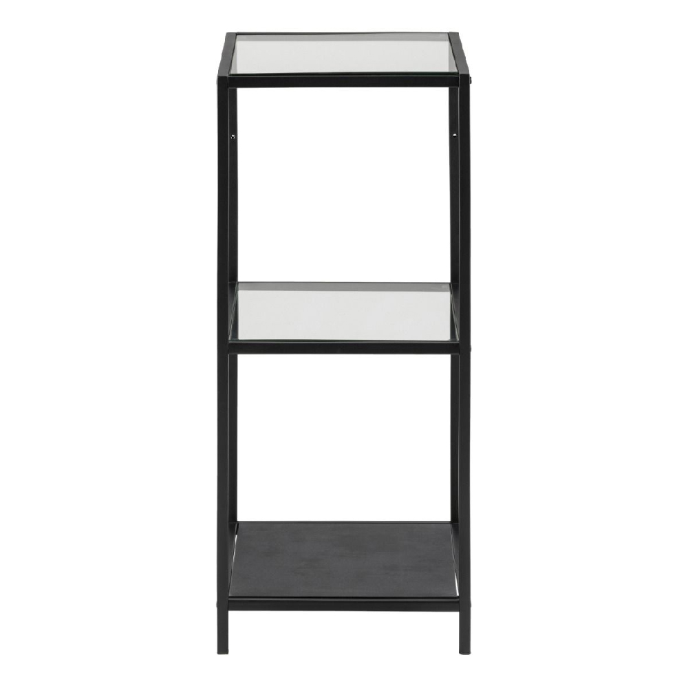 Sparks Clear Glass Bookcase With 2 Shelves And Black Metal Frame
