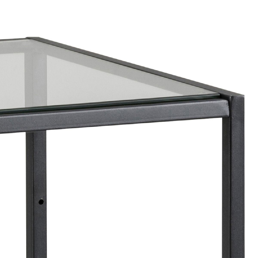 Sparks Clear Glass Bookcase With 2 Shelves And Black Metal Frame