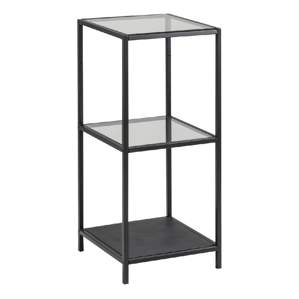Read more about Sparks clear glass bookcase with 2 shelves and black metal frame