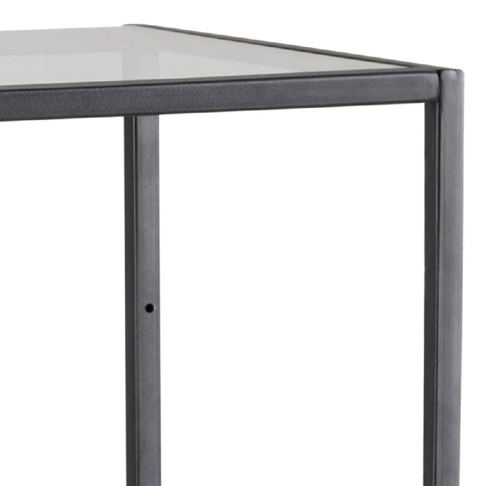 Sparks Clear Glass Bookcase With 3 Shelves And Black Metal Frame