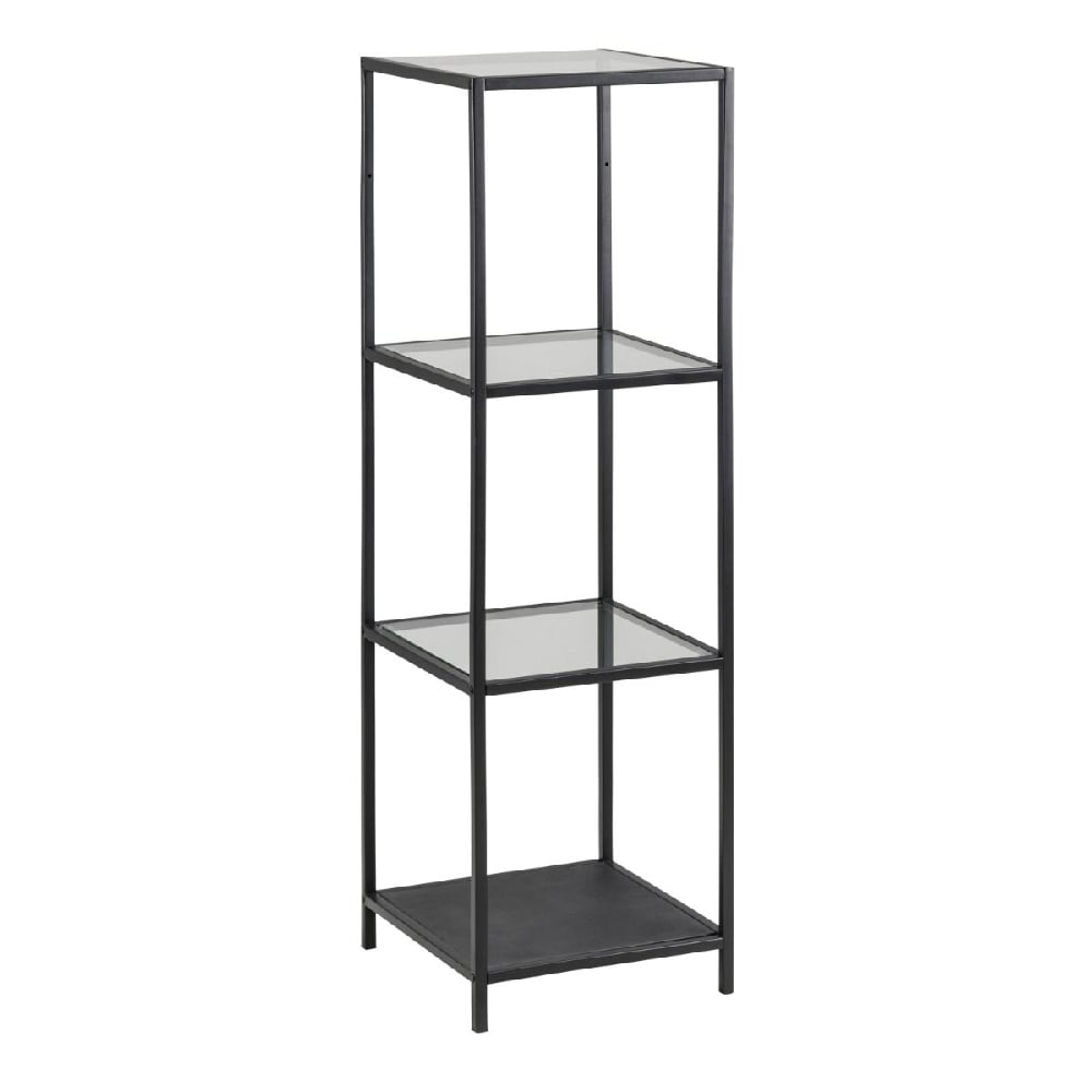 Read more about Sparks clear glass bookcase with 3 shelves and black metal frame