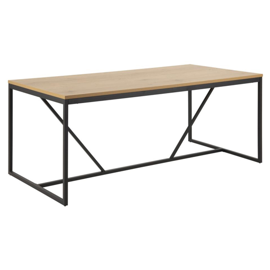 Product photograph of Sparks Wooden Dining Table In Matt Wild Oak With Black Legs from Furniture in Fashion