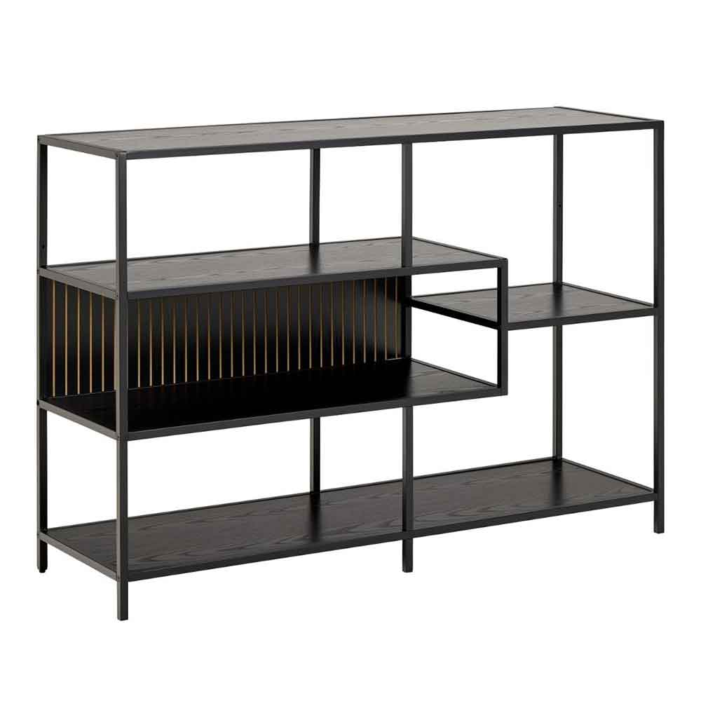 Sparks Metal Bookcase With 4 Shelves In Black Ash