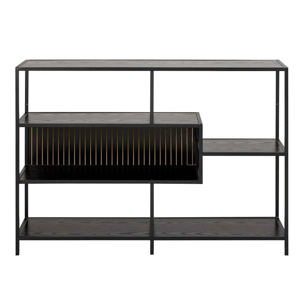 Sparks Metal Bookcase With 4 Shelves In Black Ash