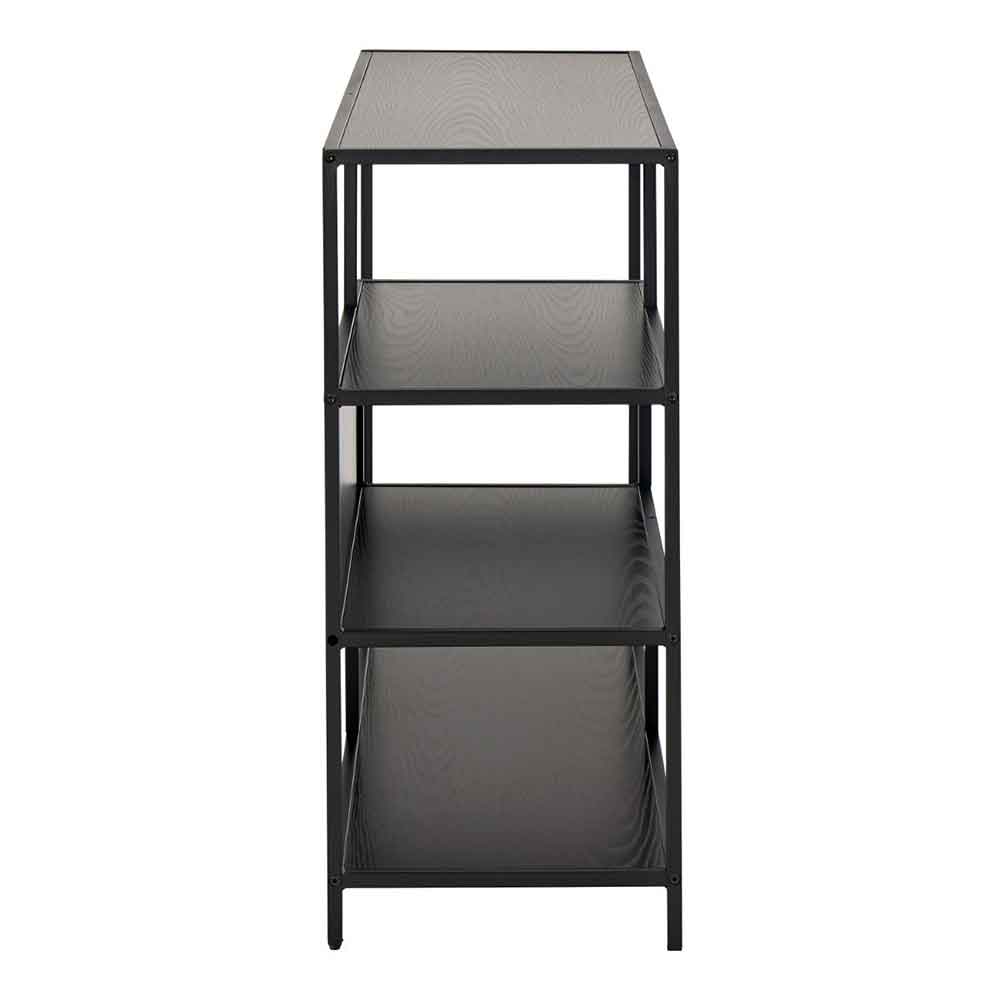 Sparks Metal Bookcase With 4 Shelves In Black Ash