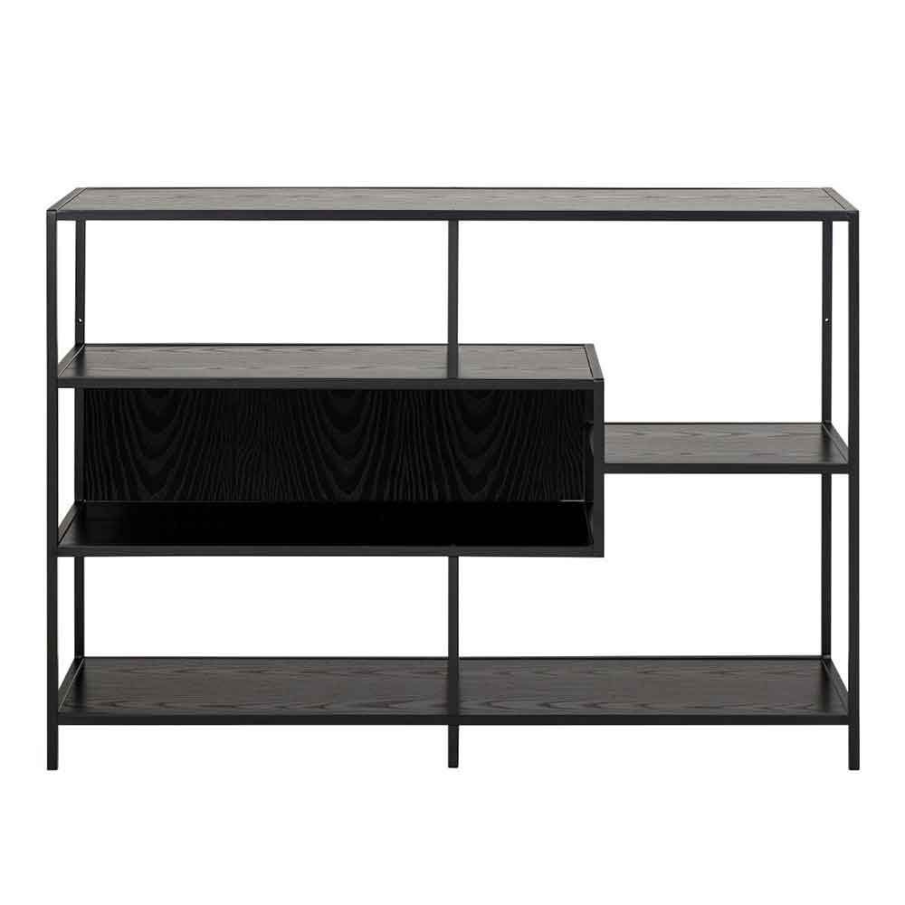 Sparks Metal Bookcase With 4 Shelves In Black Ash