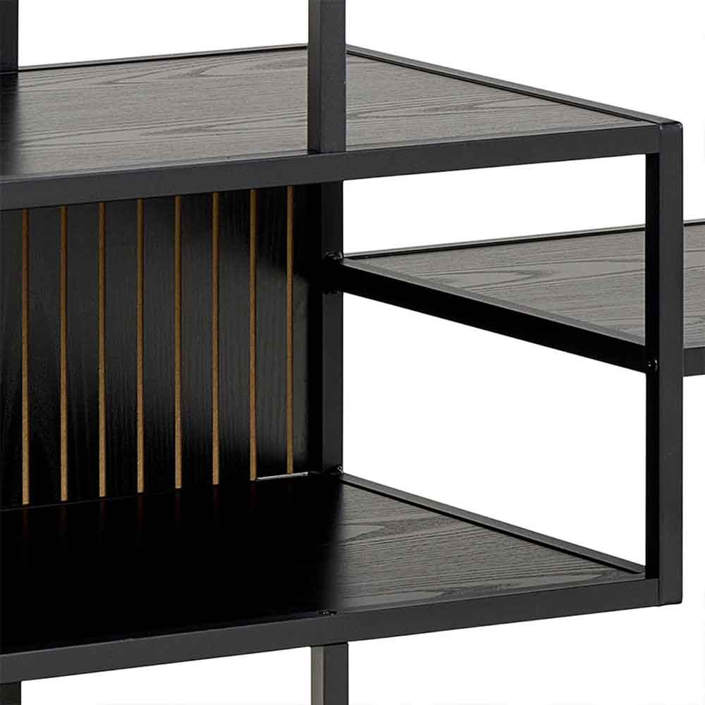 Sparks Metal Bookcase With 4 Shelves In Black Ash