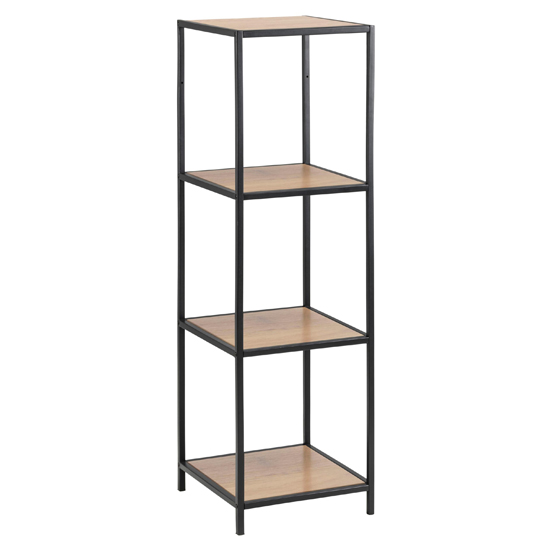 Read more about Sparks oak wooden 3 shleves display stand in black frame