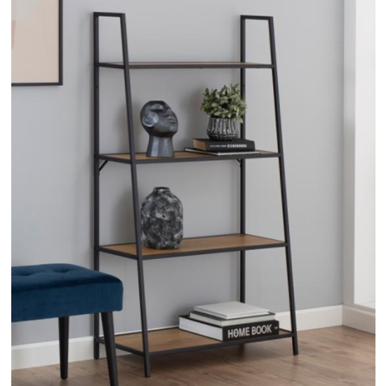 Sparks Oak Wooden 4 Shelves Display Stand With Black Frame