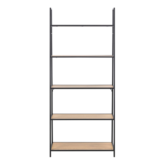 Sparks Oak Wooden 5 Shelves Display Stand With Black Frame_3