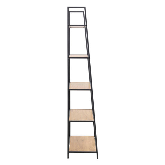Sparks Oak Wooden 5 Shelves Display Stand With Black Frame_4