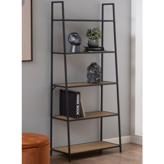 Read more about Sparks oak wooden 5 shelves display stand with black frame