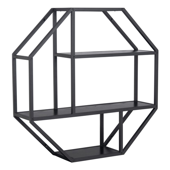 Read more about Sparks octagon design 3 shleves wall shelf in ash black