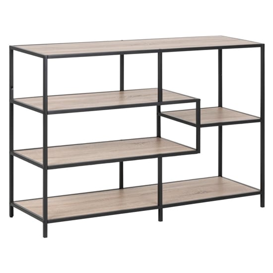 Sparks Sonoma Oak 4 Shelves Display Stand With Black Metal Frame