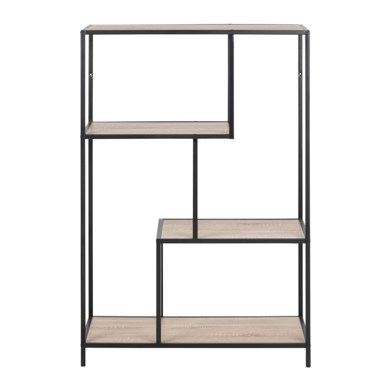 Sparks Tall Sonoma Oak 3 Shelves Display Stand With Black Frame_3