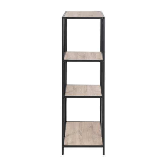 Sparks Tall Sonoma Oak 3 Shelves Display Stand With Black Frame_4