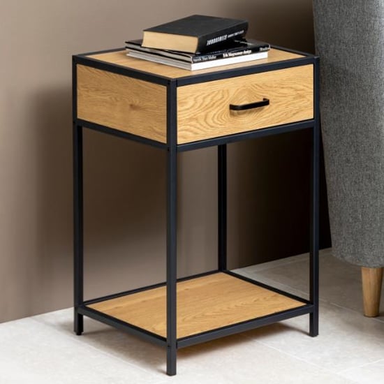Product photograph of Sparks Wooden 1 Drawer Bedside Table In Matt Wild Oak from Furniture in Fashion
