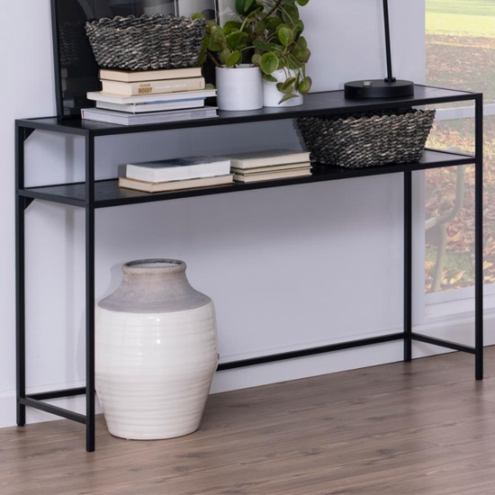 Sparks Wooden 1 Shelf Console Table In Ash Black