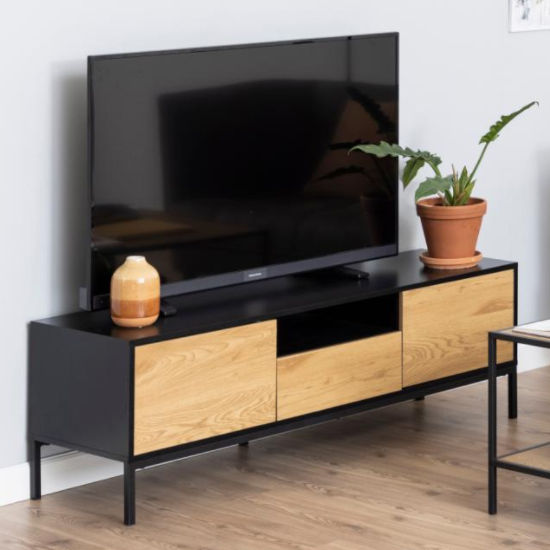 Read more about Sparks wooden 2 doors and 1 drawer tv stand in matt wild oak
