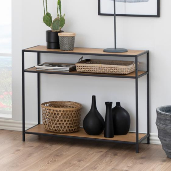 Sparks Wooden 2 Shelves Console Table In Matt Wild Oak Furniture in Fashion