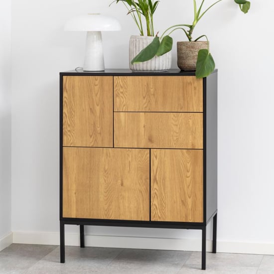 Read more about Sparks wooden 3 doors and 2 drawers highboard in matt wild oak