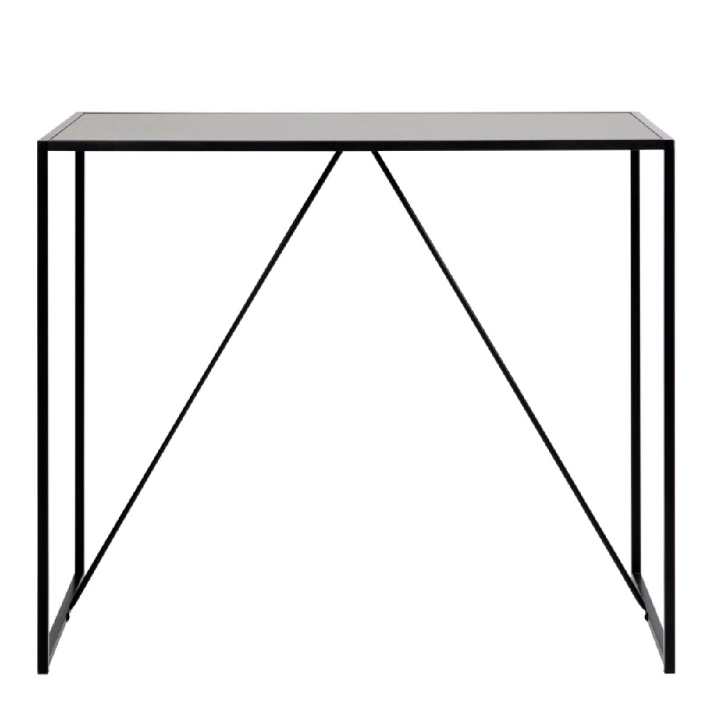 Sparks Wooden Bar Table With Metal Frame In Ash Black