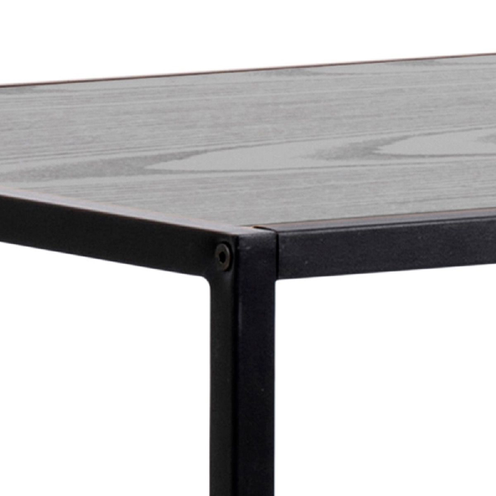 Sparks Wooden Bar Table With Metal Frame In Ash Black