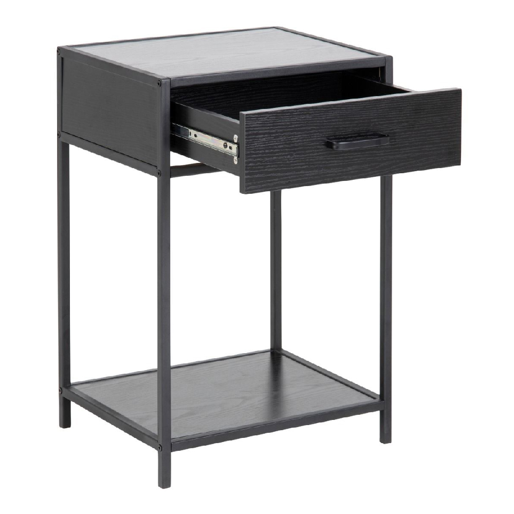 Sparks Wooden Bedside Cabinet With 1 Door In Ash Black