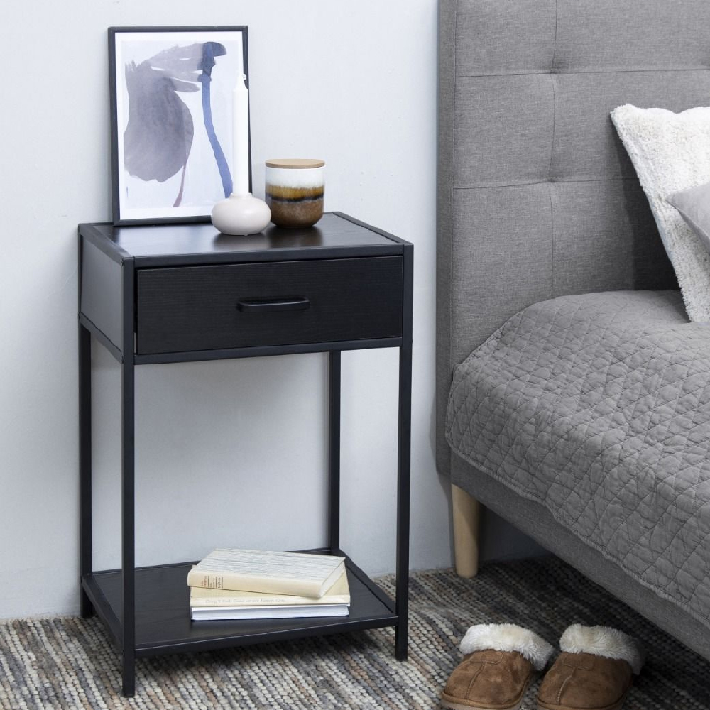 Read more about Sparks wooden bedside cabinet with 1 door in ash black