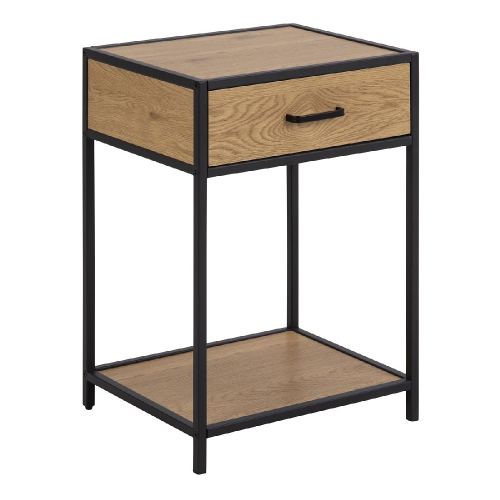 Sparks Wooden Bedside Cabinet With 1 Door In Oak And Black