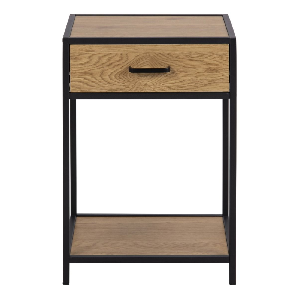 Sparks Wooden Bedside Cabinet With 1 Door In Oak And Black