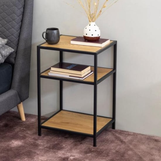 Product photograph of Sparks Wooden Bedside Table In Matt Wild Oak With Undershelf from Furniture in Fashion