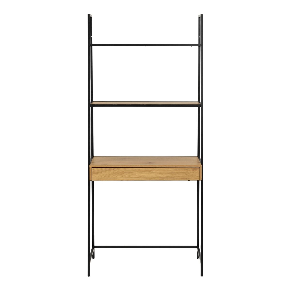 Sparks Wooden Bookcase With 1 Drawer In Oak And Black