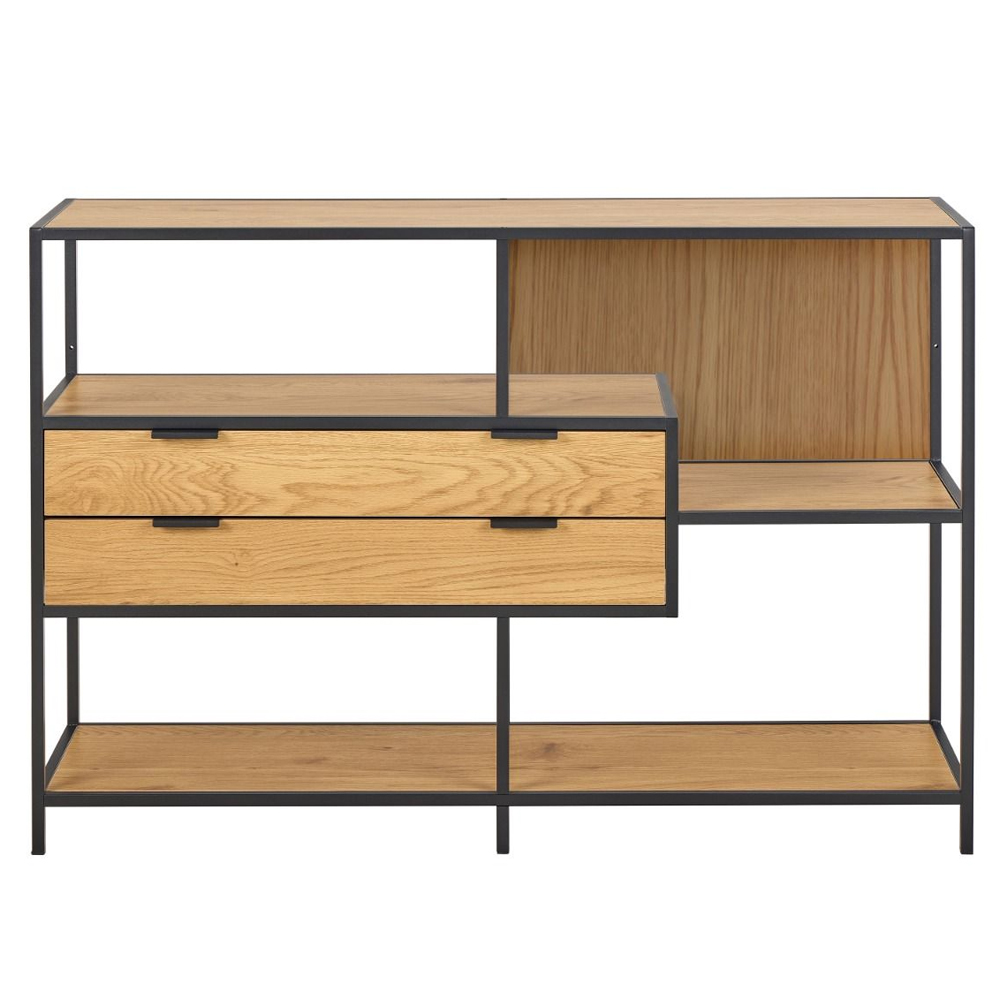 Sparks Wooden Bookcase With 2 Drawers 3 Shelves In Wild Oak
