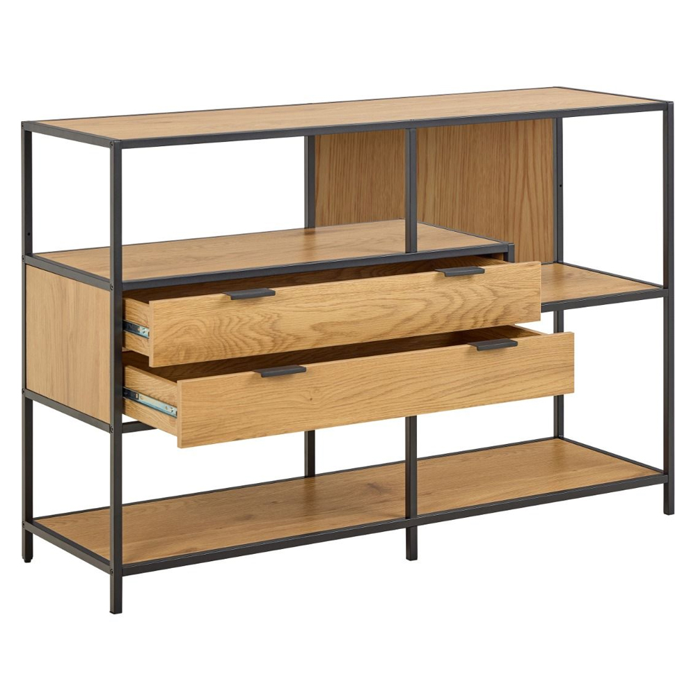 Sparks Wooden Bookcase With 2 Drawers 3 Shelves In Wild Oak