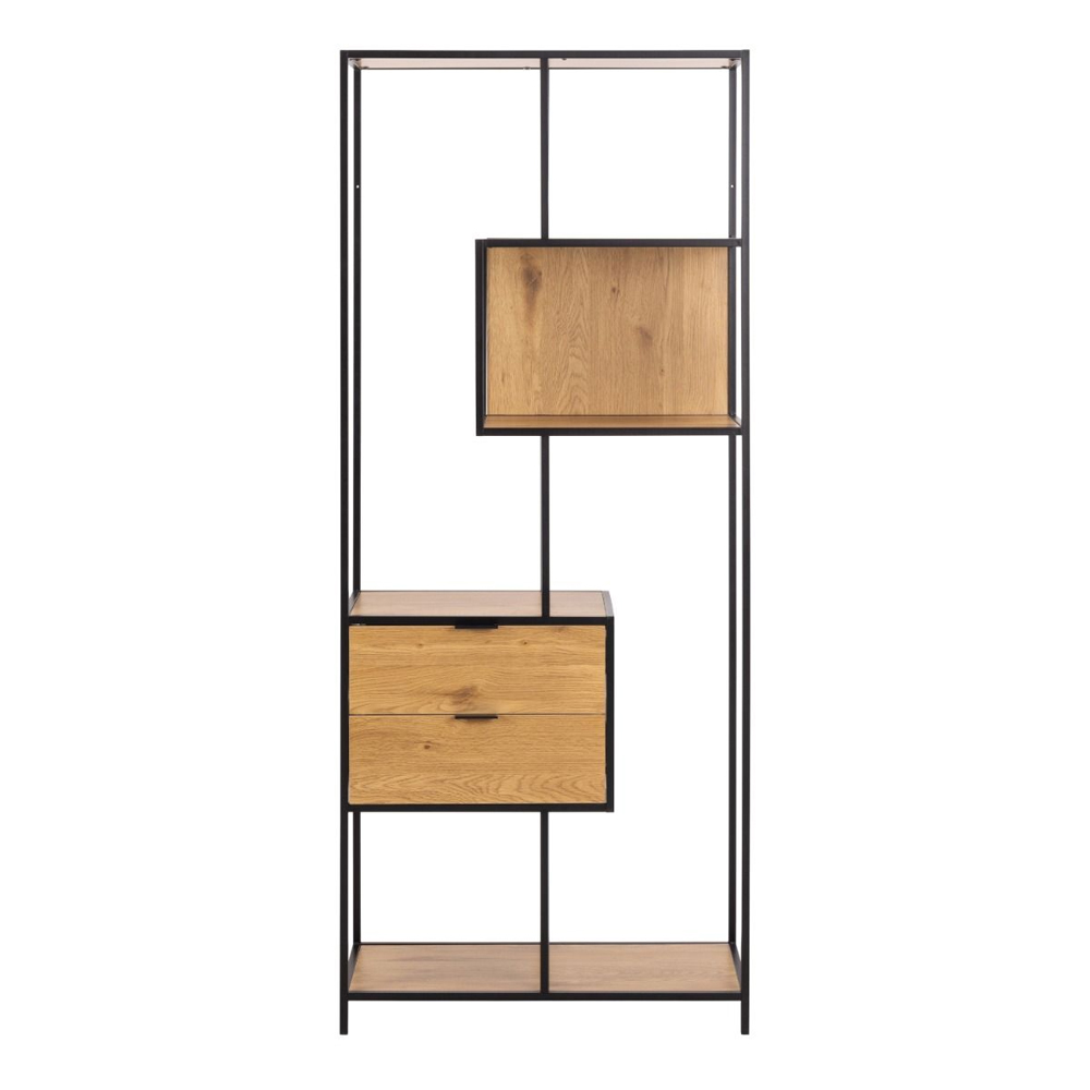 Sparks Wooden Bookcase With 2 Drawers 4 Shelves In Wild Oak