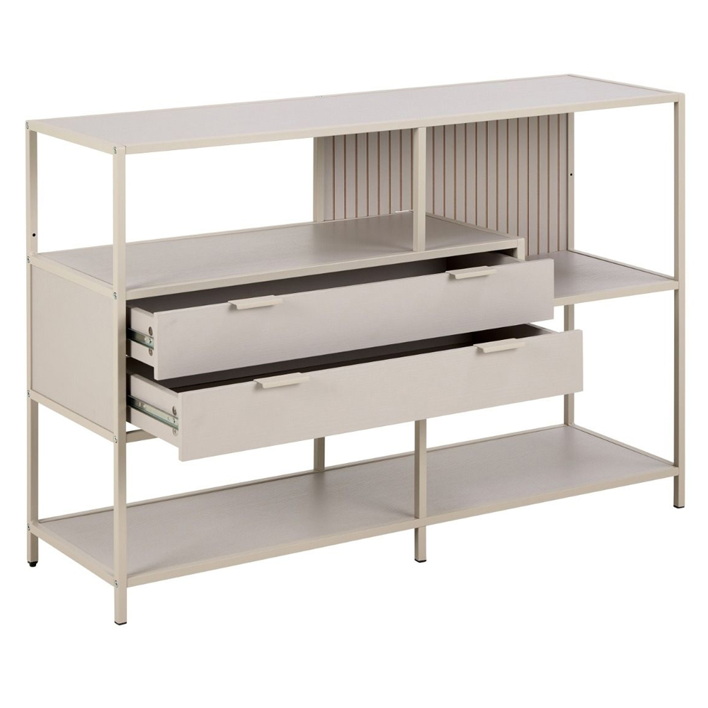 Sparks Wooden Bookcase With 2 Drawers And Back Panel In Grey