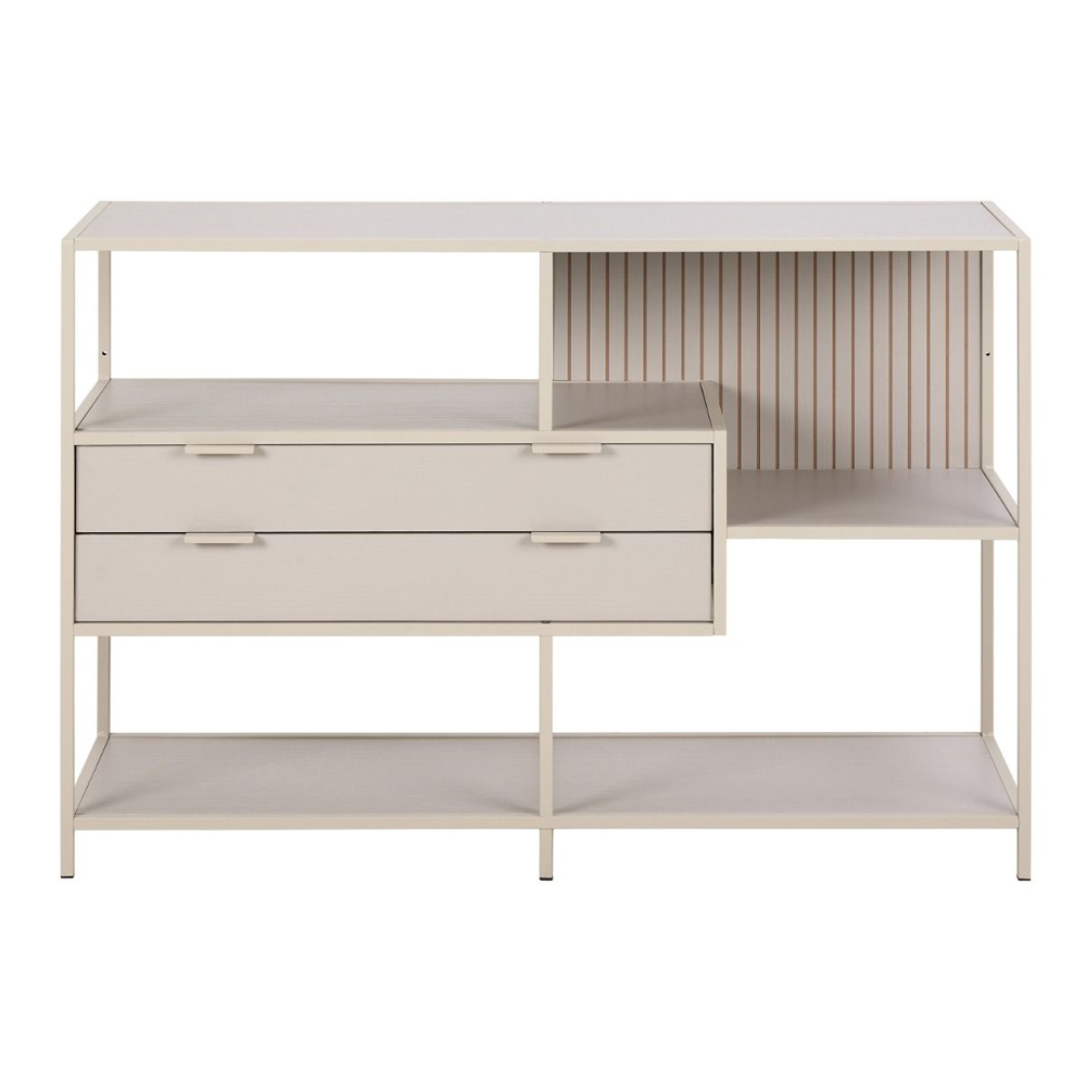 Sparks Wooden Bookcase With 2 Drawers And Back Panel In Grey