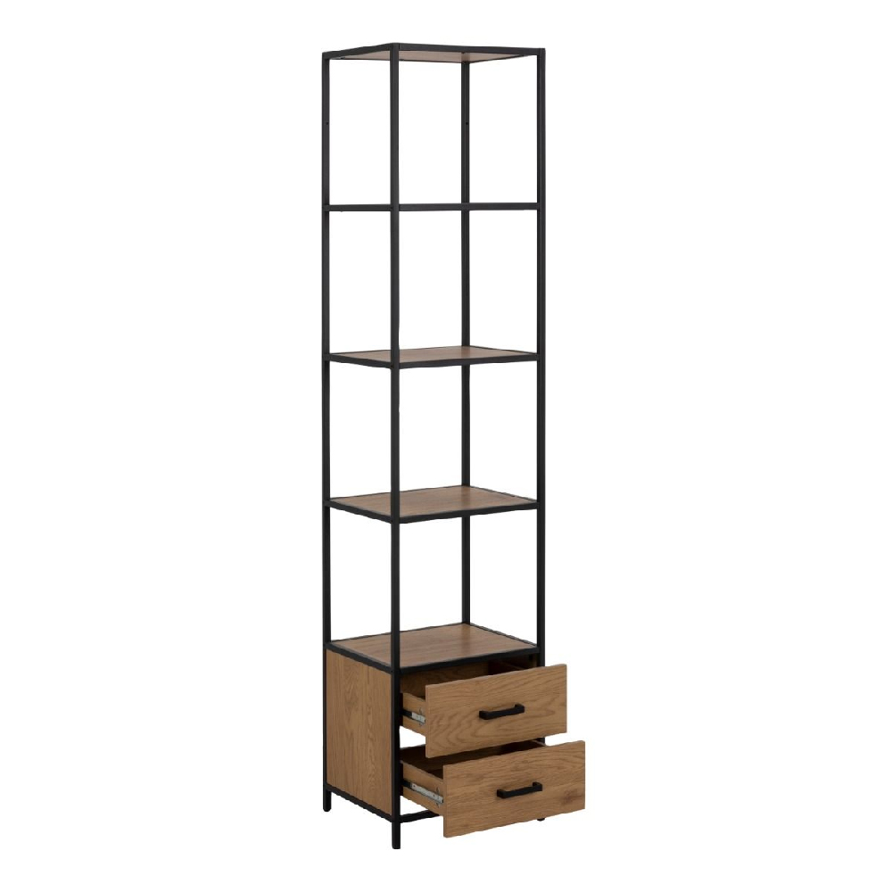 Sparks Wooden Bookcase With 2 Drawers In Oak And Black