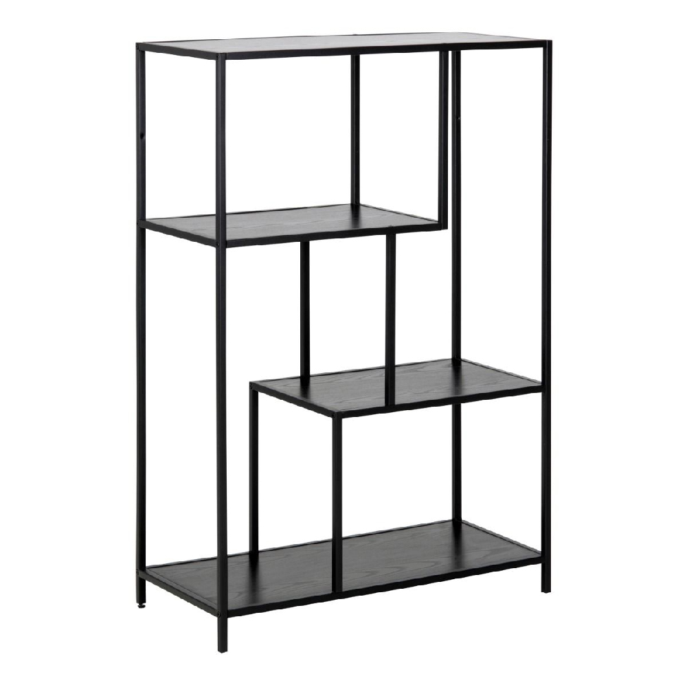 Sparks Wooden Bookcase With 3 Shelves In Ash Black