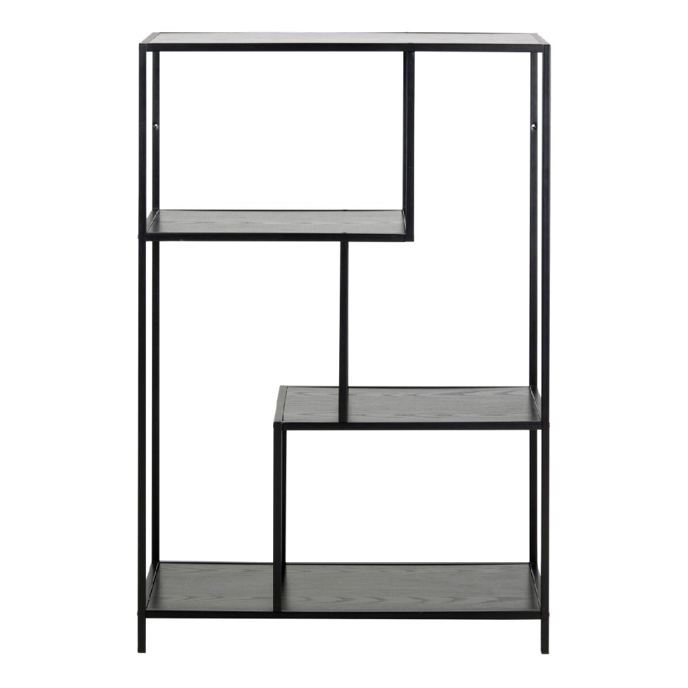 Sparks Wooden Bookcase With 3 Shelves In Ash Black