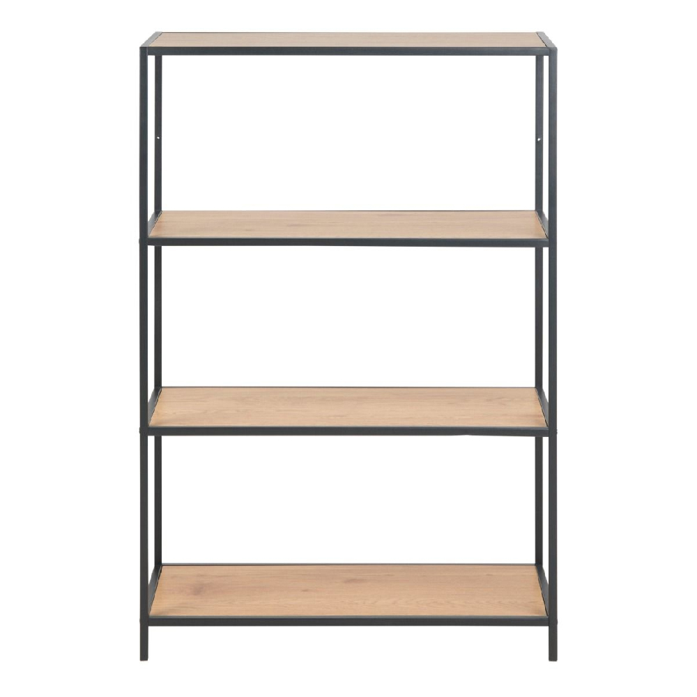 Sparks Wooden Bookcase With 3 Shelves In Oak And Matt Black