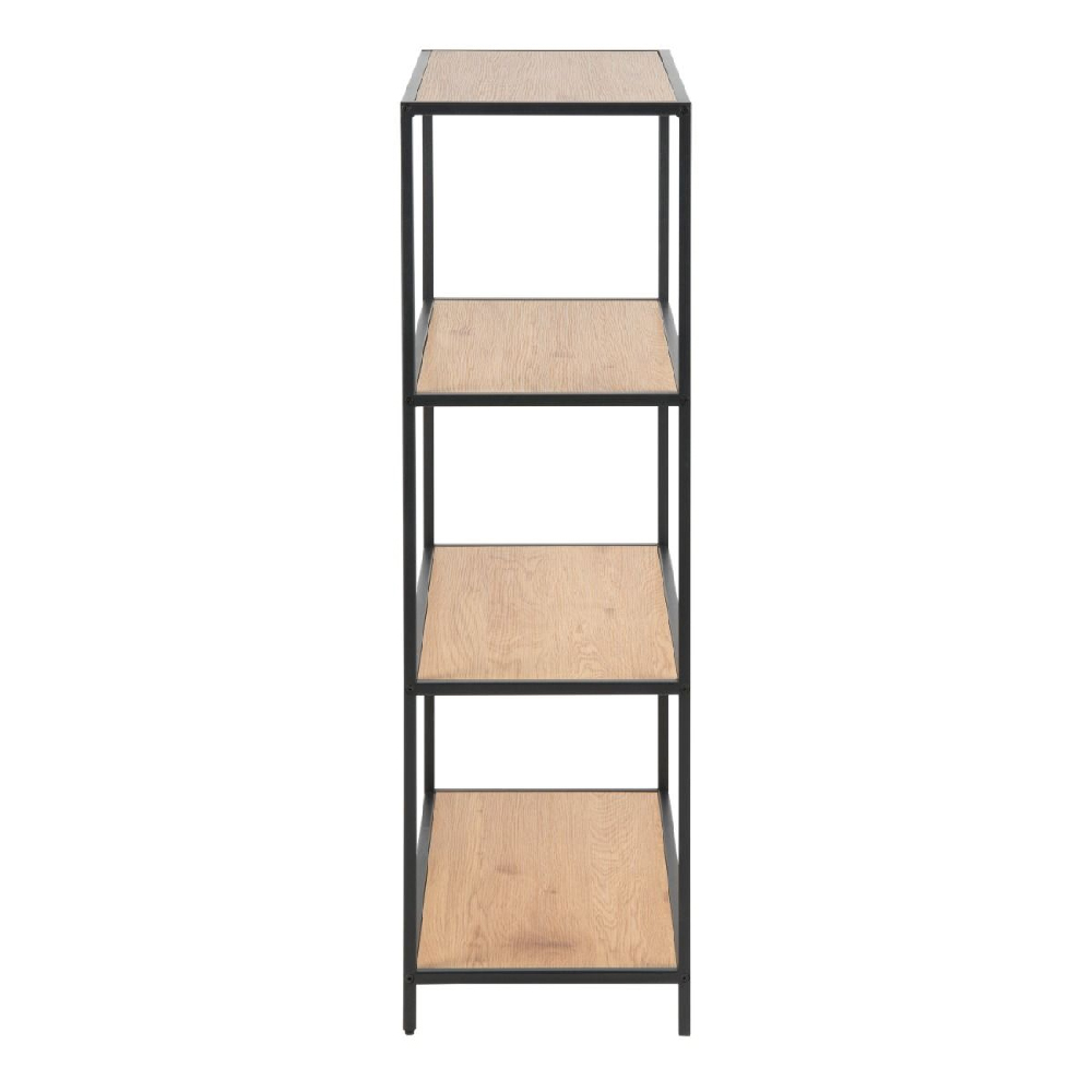 Sparks Wooden Bookcase With 3 Shelves In Oak And Matt Black