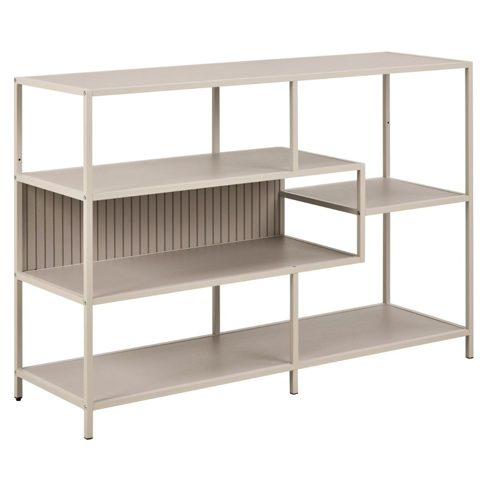 Sparks Wooden Bookcase With 4 Shelves And Back Panel In Grey