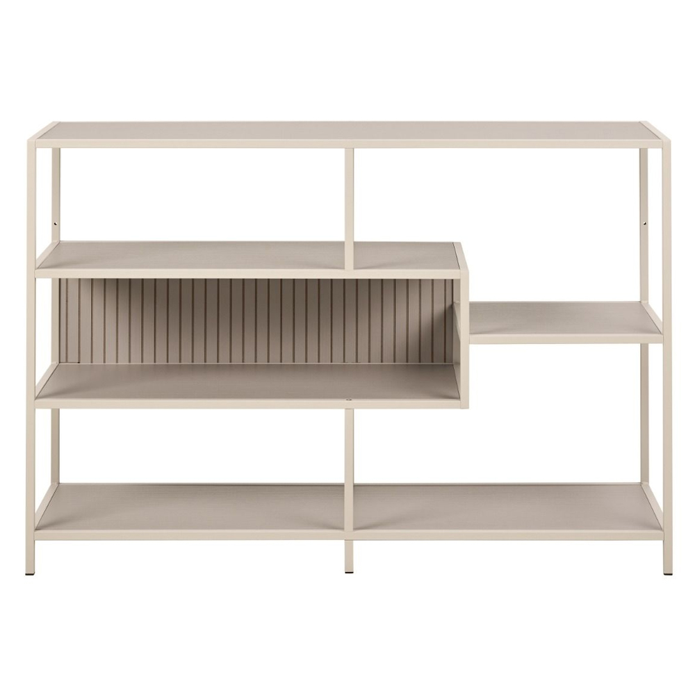 Sparks Wooden Bookcase With 4 Shelves And Back Panel In Grey