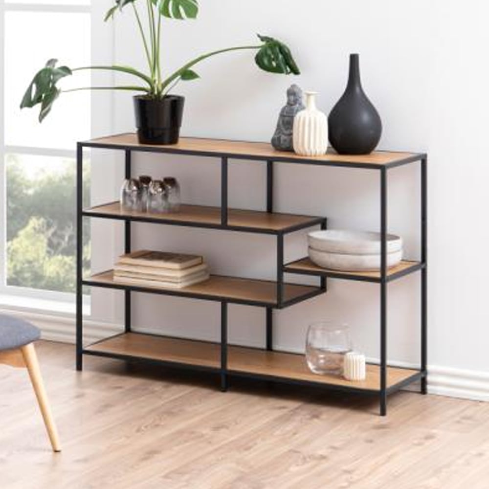 Sparks Wooden Bookcase With 4 Shelves In Matt Wild Oak