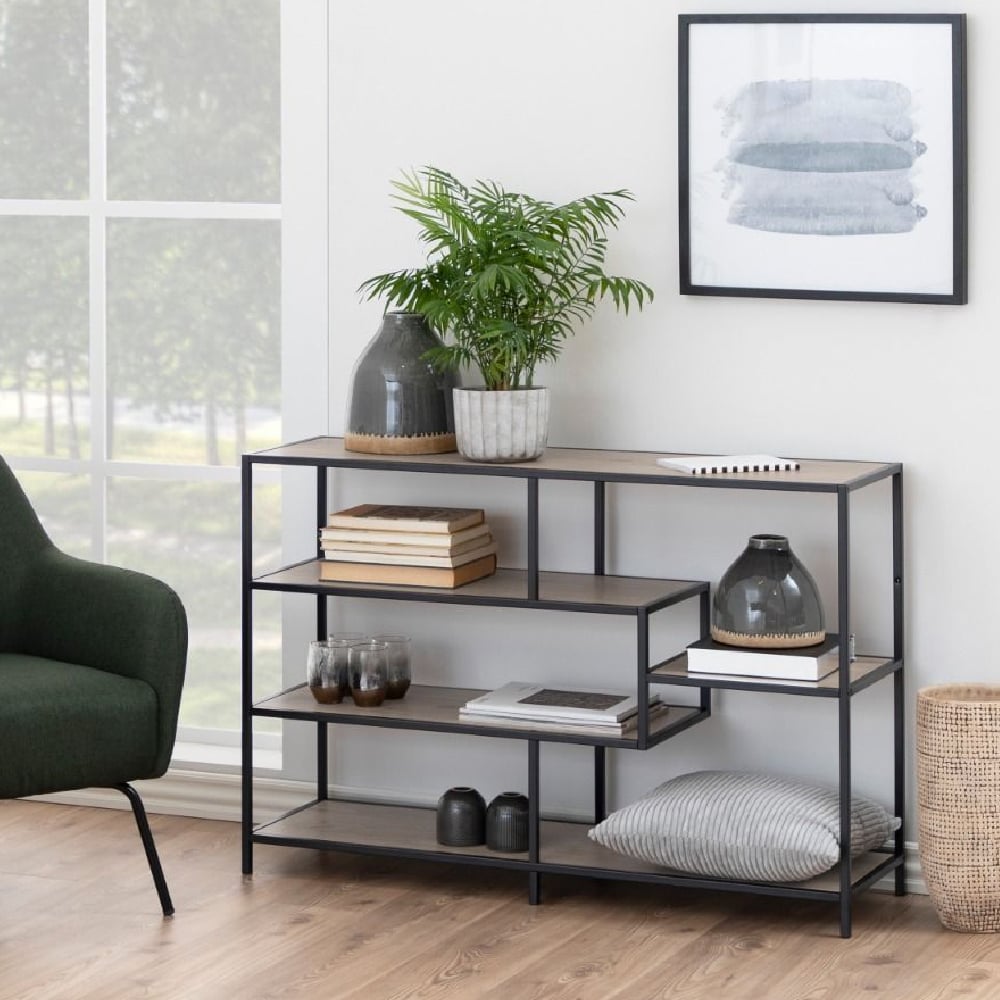 Read more about Sparks wooden bookcase with 4 shelves in sonoma oak and black
