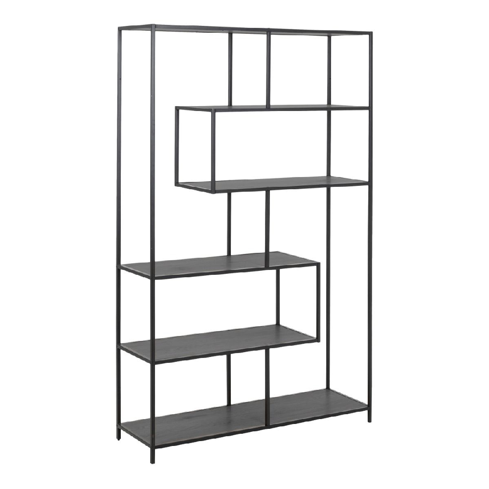Sparks Wooden Bookcase With 5 Shelves In Ash Black