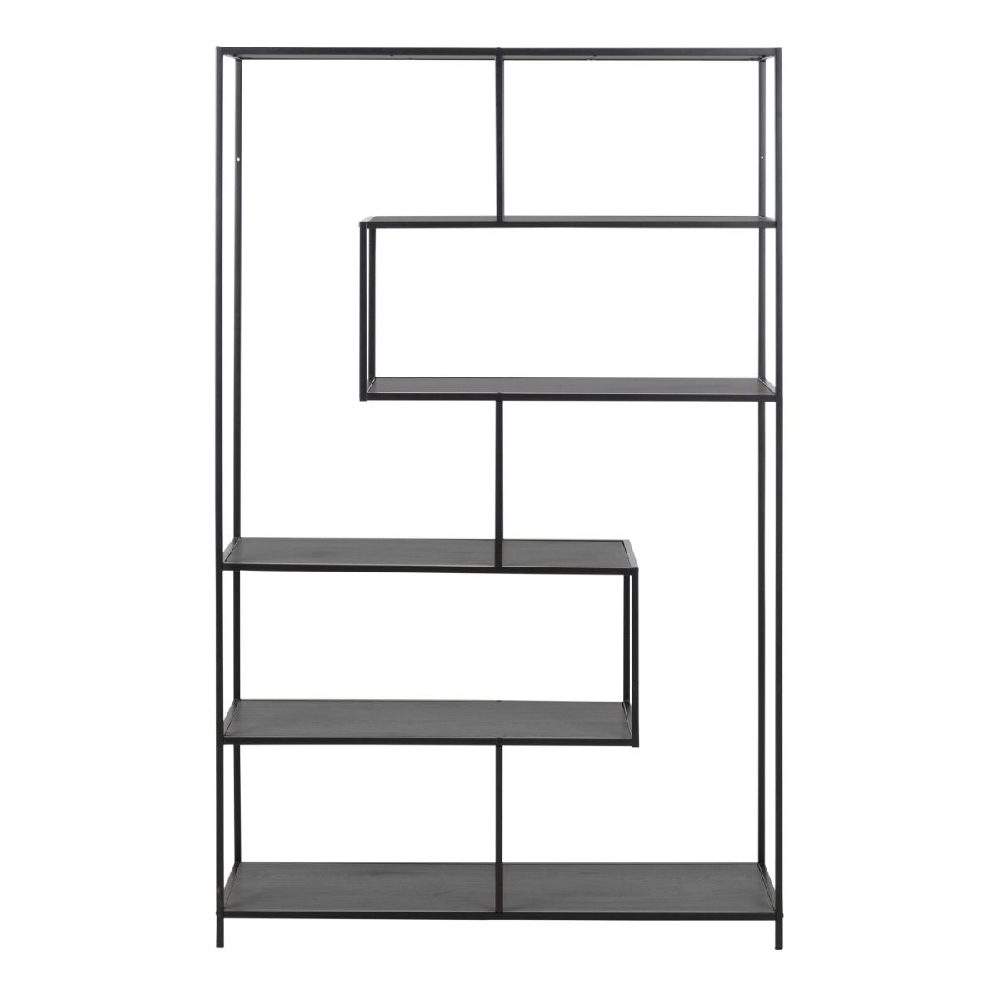 Sparks Wooden Bookcase With 5 Shelves In Ash Black
